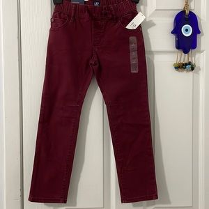 Gap Denim Pull On Burgundy Pants NWT Size Small Boys Slim Regular Stretch